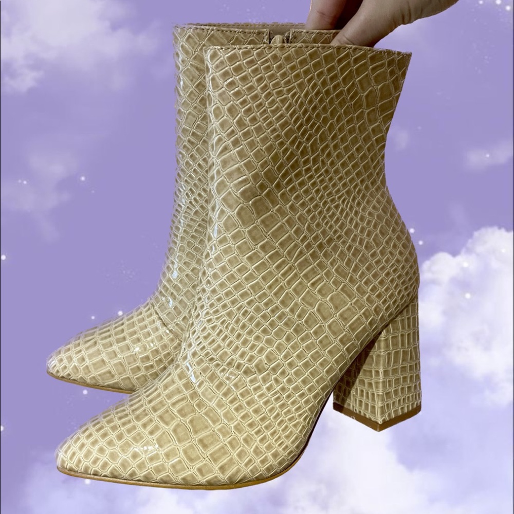 croc print booties